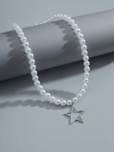 1pc Fashion Faux Pearl Beaded Hollow Out Star Pendant Necklace For Women For Daily Decoration Dating Gift Silver    Zinc Alloy     Men Fashion Jewelry, size features are:Bust: ,Length: ,Sleeve Length: Dating Gifts, Mens Fashion Jewelry, Star Pendant Necklace, Cheap Jewelry, Mens Pendant, Star Pendant, Men Necklace, Pearl Beads, Pearl Jewelry