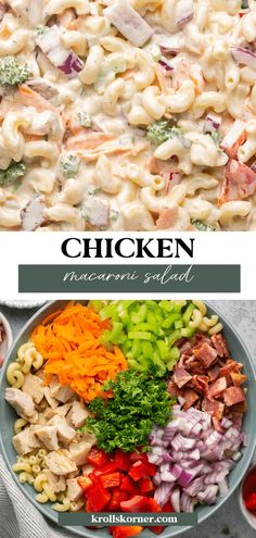 Macaroni Salad Ingredients, Chicken Macaroni Salad, Chicken Macaroni, Leftover Chicken Breast, Potato Salad Healthy, Chicken And Bacon, Salad With Chicken, Mac Salad, Macaroni Salad Recipe