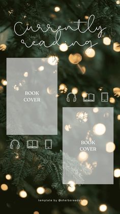 a christmas tree with lights on it and the words book cover overlayed in white