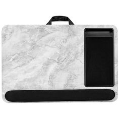 a white marble laptop case with black trim