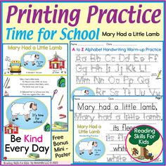 printable time for school worksheet with pictures and words to help students practice their handwriting