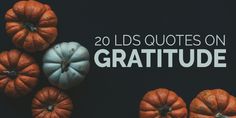 orange and white pumpkins with the words 20 l's quotes on gratitude