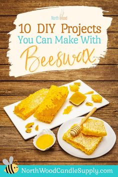 the words 10 diy projects you can make with beeswax on top of plates