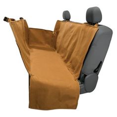 the back seat cover is folded up and ready to be used as a car seat