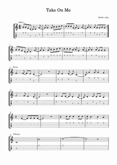 take on me sheet music for guitar