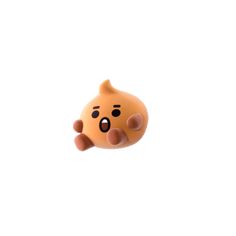 an orange toy with eyes and nose sticking out from it's back end, against a white background