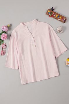 Product Name: Women's Solid Cotton Linen Blouse Casual V-Neck Pullover Linen Shirt Item NO.: 21830214 Weight: 0.2 kg = 0.4409 lb = 7.0548 oz Category: Clothing> Women> Shirts/Blouse Creation Time: 2023-04-12 Edition type:Loose Elasticity:No-ElasticityHem Type: Regular HemCollar/Neckline:Stand CollarSleeve:Mid-SleeveThickness:Light-weightDesign Elements:Soft LinenStyle: CasualMaterial:Cotton LinenWashing Mode: Machine WashSize:M,L,XL,2XLWeight:150GTheme:Fit for Women's Spring Outfits/Summer Outfi Women's Spring Outfits, Cheap Clothing, Blouse Casual, Pink M, Linen Style, Spring Outfits Women, Linen Blouse, Women Shirts Blouse, Cheap Clothes