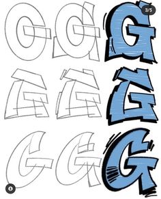 some type of graffiti font that is blue and has the letters g, g, e,