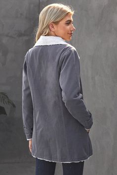 Embrace Winter with the Gray Lapel Collar Button Fleece Jacket Stay warm and stylish this winter with the Gray Lapel Collar Button Fleece Jacket, a perfect blend of comfort and sophistication. This jacket is designed for women who appreciate both functionality and fashion. Key Features: Premium Fleece Fabric: Made from 100% cotton fleece, this jacket provides exceptional warmth without the bulk. Classic Design: The turn-down lapel collar and button closure add a timeless touch, ensuring you look Cozy Gray Button-up Outerwear, Winter Outerwear With Button Cuffs For Cold Weather, Gray Button-up Outerwear With Buttoned Pockets, Gray Button-up Outerwear With Button Cuffs, Gray Winter Outerwear With Buttoned Pockets, Winter Gray Outerwear With Buttoned Pockets, Solid Winter Outerwear With Button Cuffs, Winter Outerwear With Button Cuffs In Solid Color, Winter Outerwear With Button Cuffs