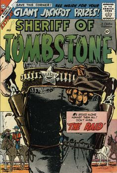 an old comic book cover with the words sheriff of tombstonetone on it's back