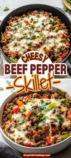 this cheesy beef pepper skillet is the perfect meal to make for dinner