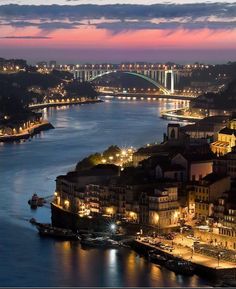 an aerial view of a city at night