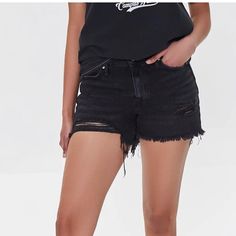 These Cuties Are Recycled Black Cotton Shorts W/5 Pockets, Mid Rise, Belt Loops & Frayed Hem. %100 Cotton. Machine Wash Cold. Pair With Fleece Leggings Ankle Boots Or Tall Boots In The Fall And Winter & Tanks & Flip Flops In The Spring And Summer. Nwt Grunge Cutoff Jean Shorts, High Rise Jean Shorts By Forever 21, Edgy High Waist Bottoms From Forever 21, Trendy Ripped Bottoms From Forever 21, Forever 21 Cutoff Cotton Shorts, Trendy Distressed Bottoms From Forever 21, Trendy Distressed Forever 21 Bottoms, Trendy Mid-rise Shorts By Forever 21, Forever 21 Trendy Mid-rise Shorts