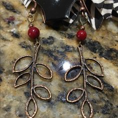 These Are Awesome, Leaf Pendant Charms With Red Beads. Nwt All Items With A Sunflower Bundle Any 6 Items For $20 Casual Red Metal Jewelry, Copper Leaf, Red Beads, Red Bead, Leaf Pendant, Earrings Color, Leather Necklace, Leaf Earrings, Lady In Red