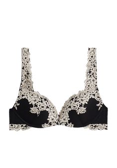 Intimissimi GIOIA PRETTY FLOWERS - Push-up BH - nero/ivory Super Push Up, Pretty Bras, White Bras, Fits Clothes, Neue Outfits, Mode Inspo, Black Bra, Dream Clothes