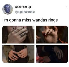 someone has posted an instagram on their twitter account with the caption'i'm gona miss wanddas rings '