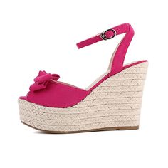 Stylish Ankle Strap Bow Design Wedge Sandals In 3 Colors on Luulla Pink Wedge Heels For Summer, Pink Summer Wedge Sandals, Pink High Heel Wedge Sandals For Summer, Pink Platform Wedge Sandals With Open Heel, Pink Eva Wedge Sandals For Spring, Pink Eva Wedge Sandals, Spring Pink Eva Wedge Sandals, Pink Platform Wedge Sandals, Chic Pink Platform Wedge Sandals