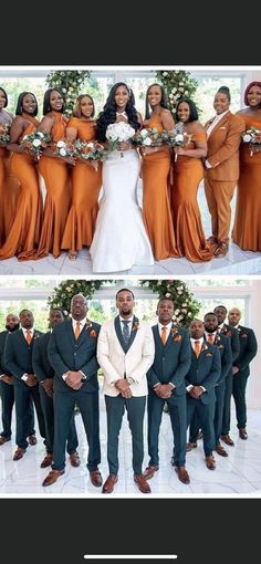 two pictures of people in orange dresses and one is showing the same person wearing an orange dress