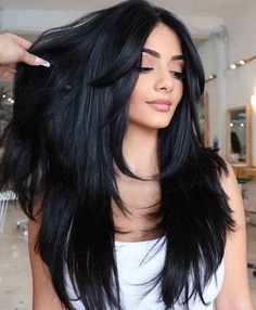 Straight Layered Hair, Black Hair Dye, Layered Hairstyles, Black Hair Color, Haircut Styles