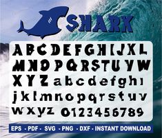 an image of a shark font and numbers