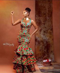 Fitted Tiered Maxi Dress For Prom, Fitted Tiered Maxi Dress For Wedding, Fitted Multicolor Tiered Maxi Dress, Prom Dresses African, Kente Gown, Ankara Prom Dress, African Prom Dress, African Mermaid, Party Wear For Women