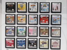 a bunch of nintendo games are on display