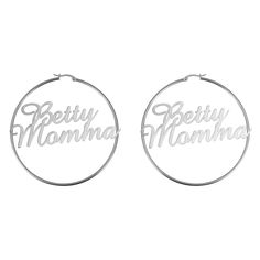 Font: These earrings are allow for customization in the middle of the earrings. You can choose a custom name or word style to make the earrings more cool and unique. It is suitable to wear this unique name earring in your daily life or on some special occasions, or as a gift to your girlfriend or family. We will put it in a beautiful box and send it to your side! Customized Earrings For Mother's Day, Customized Earrings For Personalized Gift, Customizable Silver Earrings For Personalized Gift, Custom Name Hoop Earrings For Anniversary, Custom Name Silver Earrings For Anniversary, Personalized Hoop Earrings For Birthdays, Personalized Silver Earrings With Custom Name, Silver Personalized Name Earrings For Gifts, Customizable Earrings For Anniversary