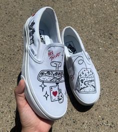 custom hand painted vans inspired by Zach Bryan Zach Bryan Shoes, Diy White Vans Design, Western Painted Shoes, Punchy Vans, Western Painted Vans, Western Vans, Painted Vans Ideas, Painted Vans Slip On, Diy Vans