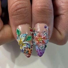 2024 New Cute 3D Flower Nails 10Pcs Handmade Manicure Medium Almond Fake Nails Press On Nails Design Press On Nails Design, 3d Flower Nails, Hippie Nails, Medium Almond, Summery Nails, Flowers Blooming, Dope Nail Designs, Really Cute Nails, Unique Acrylic Nails