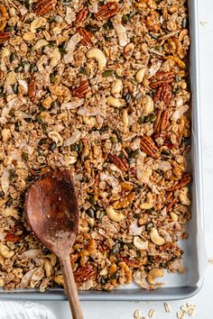 Amazing nut and seed granola made with cashews, pecans, walnuts, almonds, coconut & pumpkin seeds. This easy nut & seed granola recipe is gluten free and naturally sweetened with a bit of pure maple syrup. Truly a superwoman granola thanks to the healthy fats and additional nutrients from flax! #granola #seeds #nuts #healthysnack #snack #breakfast #glutenfree Flax Granola, Seed Granola, Cottage Cheese Breakfast Bowl, Nut Granola, Sweet Potato Cinnamon, Pumpkin Pie Smoothie