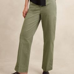 Made With Organically Grown Cotton And A Touch Of Spandex For Comfort And All Day Ease. Chino Pants Are Full Length And Feature Adjustable Button Tabs At Cuffs. Fabric Buckle Belt Included. Machine Washable. Summer Workwear Full Length Chinos, Non-stretch Straight Work Pants For Spring, Non-stretch Full-length Spring Work Pants, Non-stretch Full Length Work Pants For Spring, Spring Non-stretch Straight Work Pants, Versatile Straight Leg Chinos For Spring, Versatile Green Straight Leg Bottoms, Spring Workwear Chinos Full Length, Spring Workwear Full-length Chinos