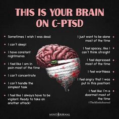 Suffering from C-PTSD is like fighting a silent but deadly battle in your mind, that threatens to completely destroy your mental health. #mentalhealthquote #mentalhealthawarenessquotes #mentalhealthcarequotes #mentalillnessquotes Mental Health Facts, Emotional Awareness, Mental And Emotional Health, Mental Health Matters, Health Facts, Health Quotes, Your Brain, Mental Wellness, Psych