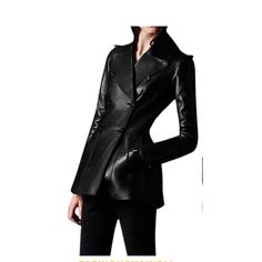 Features: *genuine lambskin leather,  *Full lining polyester,  *center front button closer  *Party cocktail jacket , club ware  *you can make this jacket  according to your measurement and colors as customized work *you can make your own item from us  *Bulk order is accepted  Why buy with us:- we use top quality leather only. we provide 100% satisfaction. Lowest price guarantee. We offer free shipping. we accept return and provide a full refund in some cases. We get your order started just after Fitted Double-breasted Winter Leather Jacket, Fitted Faux Leather Jacket For Night Out, Spring Evening Leather Jacket, Formal Fitted Faux Leather Jacket, Designer Double-breasted Leather Jacket For Office, Fitted Luxury Leather Jacket For Fall, Elegant Single Breasted Long Leather Jacket, Elegant Long Single Breasted Leather Jacket, Elegant Single-breasted Long Leather Jacket