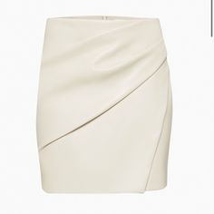 Angie Skirt In Color Birch From Aritzia! New With Tags. This High-Rise Skirt Is Made Of Aritzia’s Vegan Leather (So Soft!!!) Features Gathered Side Detail And Angled Hem Line. Chic White Asymmetrical Draped Skirt, White Mini Skirt For Formal Occasions, Elegant Pleated Asymmetrical Mini Skirt, Elegant Cream Asymmetrical Skirt, Chic Cream Asymmetrical Skirt, Chic White Relaxed Fit Draped Skirt, Elegant Pleated Pencil Mini Skirt, Cream Mini Skirt For Work, Fitted Cream Asymmetrical Skirt