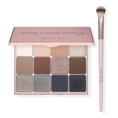 Doll 10 Doll Squad Palette V3 with Blending Brush   What It Is  This special edition of Doll Squad Eyeshadow Palette is a talc-free, cleanly formulated eyeshadow palette that achieves all of your favorite looks with twelve classic shades, all named after Dolls that make our community so fabulous!   What You Get        (1) .65 oz. Doll Squad Palette V3     (1) Deluxe Blending Brush     What It Does  Eyeshadow Palette        Proprietary formula with silky-smooth consistency and formulated with min Female Features, Makeup Eyeshadow Palette, Blending Brush, Multi Dimensional, Mineral Pigments, Licorice Root Extract, Aloe Vera Extract, Hooded Eyes, Luxury Makeup