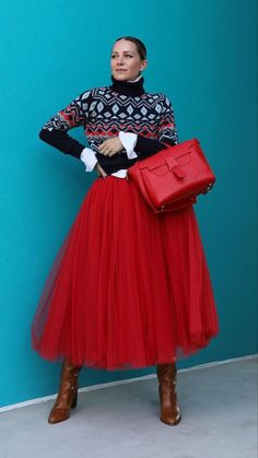 Tulle Skirt Outfit, Tulle Skirts Outfit, Blair Eadie, Color Blocking Outfits, Atlantic Pacific, Fashion Sketches Dresses, Tulle Skirts, Fashion Sites, Fiery Red