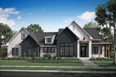 this is an artist's rendering of the front elevation of these craftsman - style home plans