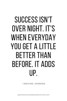 a quote that says success isn't over night it's when everyday you get a little better than before it adds up