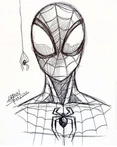 a drawing of a spider man with his eyes closed