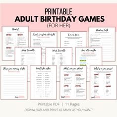 printable adult birthday games for her