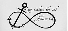 an infinite love knot with the words love anchors the soul and arrows to go on it