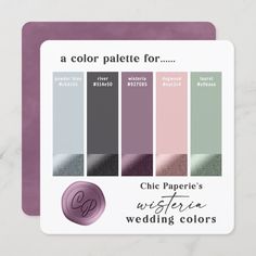 the color palette for chic paper's western wedding colors is displayed on a card