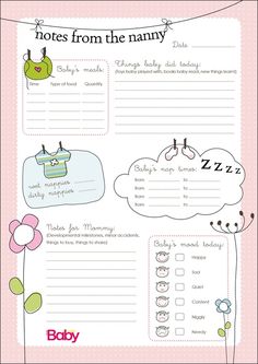 a baby shower checklist is shown in pink and blue with flowers on the side