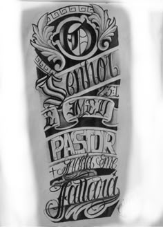 some type of lettering that is in black and white with the word's name on it