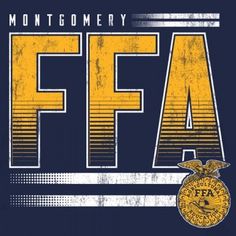 the front and back of a t - shirt with an emblem on it that reads, montgomery