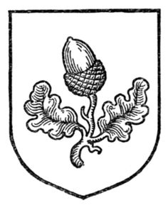 the coat of arms is shown in black and white, with an image of a flower on