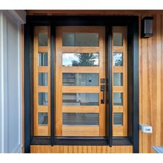 Modern Hemlock 5 Lite Clear Glass Window Exterior Door - Krosswood Fiberglass Exterior Doors, Fiberglass Front Door, Exterior Doors With Glass, Stained Doors