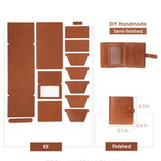 the leather wallet is shown with instructions to make it look like it has been made out of