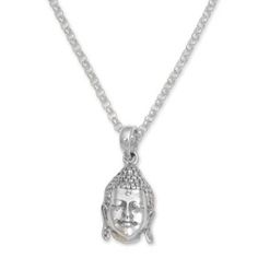 The serene face of Buddha shines from this pendant necklace centering a length of rolo chain. Balinese artisans handcraft the pendant of sterling silver adding a combination of finishes to give it a striking design. Nyoman Ariawan designs this necklace. Symbolic Round Pendant Necklace, Symbolic Pendant Necklace With Sterling Silver Clasp, Spiritual Sterling Silver Box Chain Jewelry, Silver Spiritual Charm Necklace With Large Pendant, Silver Engraved Necklace For Meditation, Spiritual Round Pendant Necklace With Sterling Silver Clasp, Spiritual Silver Charm Necklace With Large Pendant, Spiritual Necklace With Round Pendant And Sterling Silver Clasp, Spiritual Sterling Silver Necklace With Large Pendant