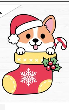 a cartoon dog in a christmas stocking